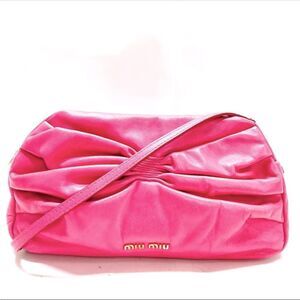 Auth Miu Miu Bright Fuchsia Bow Crossbody Shoulder Bag